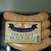 Pheasant Beer & Cheddar Brat · Our jalapeno & cheese pheasant brats are made from our own locally raised pheasants at MacFa...