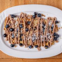 Chocolate Pecan Blueberry · House-made granola, pecans, chocolate cream cheese drizzle + fresh blueberries