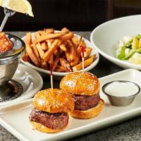 Two Signature Sliders · Choose between Filet, Fried Shrimp  or Fried Chicken.