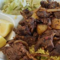 Beef Steak & Rice · Beef Steak: flat cut of beef, sautéed with spices/herbs;
Rice: basmati rice cooked with onio...
