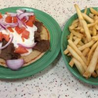 Gyro Platter · A blend of thinly sliced seasoned beef & lamb and served with tomatoes, onions & tzatziki sa...