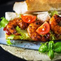 Cajun Shrimp Sub · Delicious Cajun Pepper Sub with fresh shrimp, mushrooms, onions, green peppers, Swiss cheese...