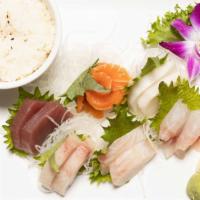 Sashimi Regular · Chef's choice 12 pieces sashimi and a bowl of rice.