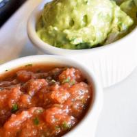 Chips And Dips · House-made chips/Fresh sasla/Fresh Guacamole/Refried pinto beans //sub Queso dip// +1.5 Glut...