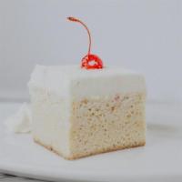 Tres Leches Cake · sweetened condensed milk/ whole milk/ heavy cream/ sponge cake/ White chocolate mousse