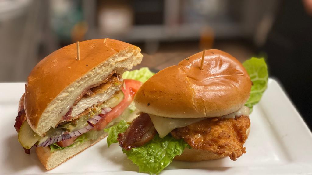 Chicken Sandwich  · Choose between grilled or fried chicken with chipotle mayo, pepper jack cheese and bacon.