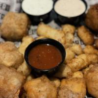 Curd Sampler · Try 'em all! Classic, Pepper Jack, Mozzarella, and Fair curds in one plate. Served with ranc...