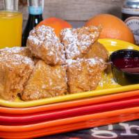 Biscuits & Glazy · sweet crispy battered and deep fried biscuits covered in a sweet vanilla glaze and powdered ...