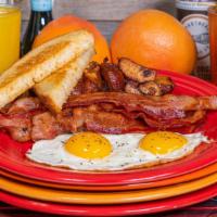 Y.O.B. (Build Your Own Breakfast) · 2 eggs, breakfast potatoes, grilled bread and your choice of hickory bacon, chorizo & potato...