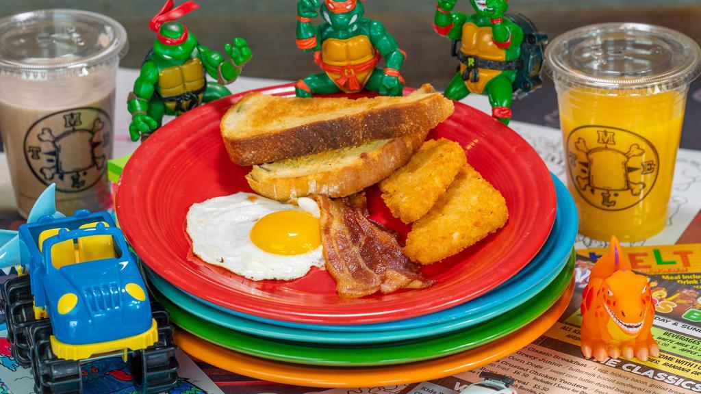 The Melt Jr Classic Breakfast · 1 egg, hickory bacon, grilled bread and choice of side
Vegetarian Available / Vegan Available