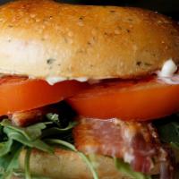 Bakehouse Blt  · Classic BLT with thick cut bacon  juicy tomatoes,  and peppery arugula topped with scallion ...