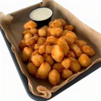 New! White Cheddar Cheese Curds · with choice of dipping sauce