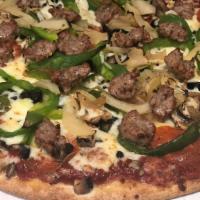 Da Works (16 Inch Mega) · Our most popular pizza! Pepperoni, Italian sausage, mushrooms, black olives, green peppers, ...