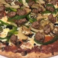 Da Works (12 Inch Medium) · Our most popular pizza! Pepperoni, Italian sausage, mushrooms, black olives, green peppers, ...