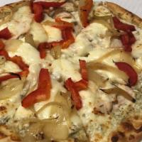 Chick-A-Dilly (12 Inch Medium) · Oven-baked chicken breast, a touch of sautéed onions and fresh roasted red bell peppers over...