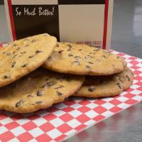 Chocolate Chip Cookie · Jumbo chocolate chip cookie. It's the real deal! 100% butter, brown sugar and milk chocolate...