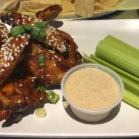 Buffalo Wings · One pound of wings tossed in your choice of sauce. Served with celery.