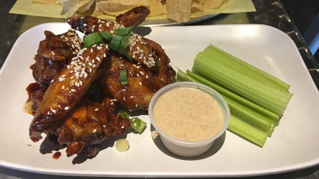 Buffalo Wings · One pound of wings tossed in your choice of sauce. Served with celery.