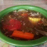 Caldo De Res · Beef and vegetable soup.