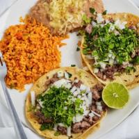 Tacos (2) · Guest Favorites. Ground beef, chicken, steak, chorizo, or pastor with lettuce, tomato, and c...