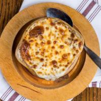 Baked French Onion Soup · This is not your average bowl of soup. Teresa's 30 year recipe of homemade  Baked French Oni...
