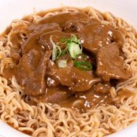 #5 Beef Satay Noodle Soup / 沙嗲牛肉湯麵 · Beef in savory and slightly sweet satay sauce with ramen.