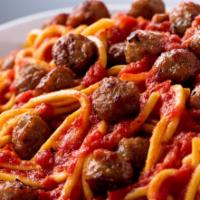 Spaghetti & Meatballs · Classic spaghetti and meatballs with lo mein noodles, meatballs and marinara sauce with your...