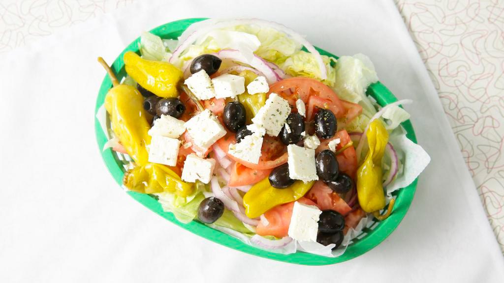 Favoite Greek Salad · Served with pita bread.