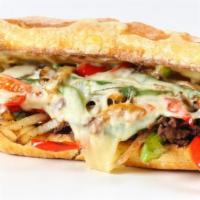 Beef Pizza Sub Sandwich · Delicious Pizza sub sandwich made with Beef, melted cheese, and customer's preference of 2 a...