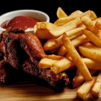 Classic Wings With Fries · Delicious chicken wings baked, then deep-fried to perfection. Served with a side of Fries.
