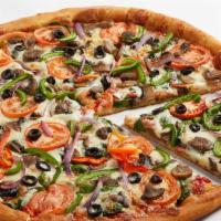 Veggie (Ny Style Specialty) · San marzano style tomato sauce, mushrooms, spinach, red onions, green and red peppers, black...