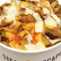 Buffalo Chicken Fries · Cal. 1000
Grilled chicken, hot Buffalo sauce and melted cheddar. Choice of bleu cheese sauce...