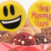 W446. Sweet Emojis Basket · Two specialty cookies along with your choice of cookie basket. Express your feelings to some...