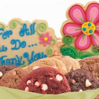 W284. Blossoms Of Thanks Basket · One or two specialty cookies along with your choice of cookie basket. Bright colored, hand-d...