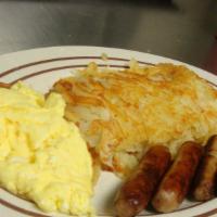 #1. Hash Browns Or Grits · Two eggs with your choice of bacon, ham or sausage, toast and jelly.