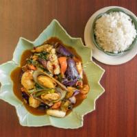 Tasty Eggplant · Choice of: chicken, beef, pork, tofu, vegetables. Shrimp or seafood for an additional charge...