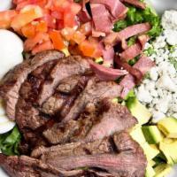Ph Chopped Salad · Certified Angus beef steak, romaine lettuce, tomatoes, avocado, all-natural turkey bacon bit...