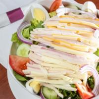 The Chef George · This is pop’s favorite salad! Ham, turkey, swiss, mozzarella, american cheese and a hard boi...