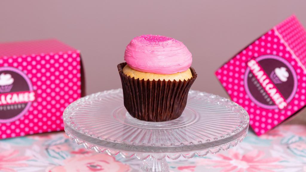 Pink Vanilla · Vanilla Cake Vanilla Buttercream Topped with Pink Sugar Crystals.