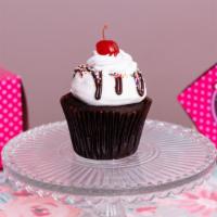 Hot Fudge Sundae · Chocolate Coke Buttercream Filled with Fudge Topped with , Whipped icing. Drizzled in Fudge....
