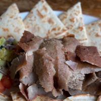 *Gyro Platter · Extra portions of gyros meat with double pita bread, tomato, onions, cucumber, banana pepper...