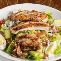 *Cobb Salad · Grilled Chicken, avocado, bacon bits, hard boiled eggs, tomato and crumbled bleu cheese over...