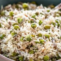 Peas Pulav · Plain basmati rice with peas and cumin.