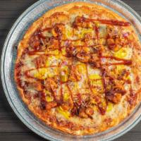 Bbq Chicken Pizza · Mozzarella and provolone cheese, fried chicken with BBQ sauce.