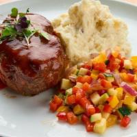 Meatloaf · Lowcountry meatloaf, ground beef, Italian sausage, mashed potato, succotash, IPA red-eye gra...