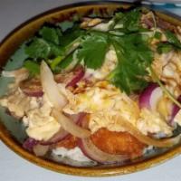 Katsudon · Pork cutlet and egg over rice.