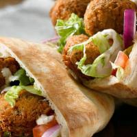 Falafel Sandwich · Ground chickpeas, onions, parsley and a blend of spices, deep fried to a flavorful crispness...