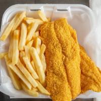 Fish · Catfish fillets, tilapia or perch. Served with one side.