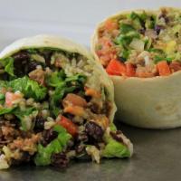Beyond Burrito · The ultimate vegan experience! This burrito has rice, beyond meat (vegan), black beans, guac...