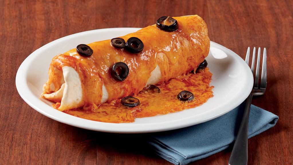 Chicken Enchilada For 1 · Homemade chicken enchilada topped with enchilada sauce, cheese, jalapenos and onions. (400 cal. each/800 cal.)